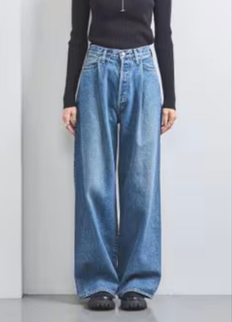 HYKE(ハイク)DENIM WIDE LEG JEANS LT.BLUE