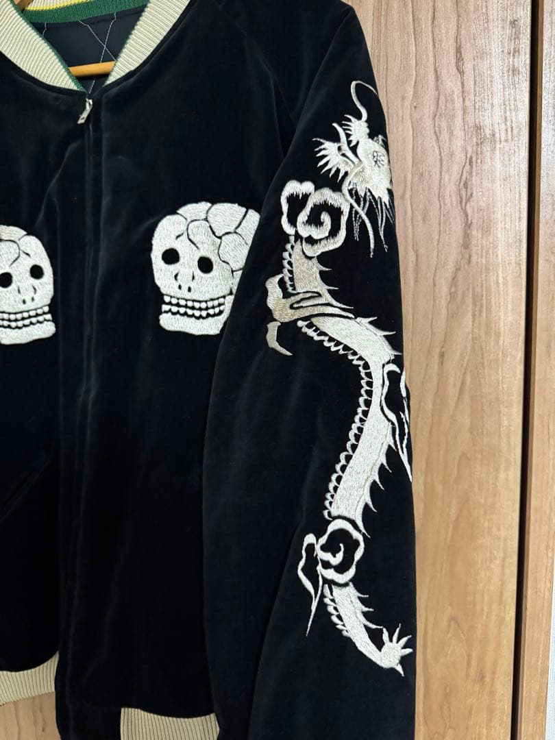 XXL 東洋エンタープライズ 蛇髑髏 スーベニアジャケット龍虎スカジャン別珍