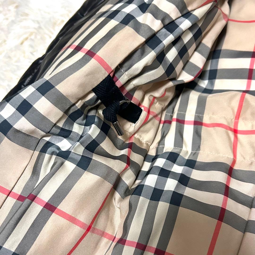 美品　バーバリーロンドン　ダウンコート　フォックスファー　ノバチェック　38 黒