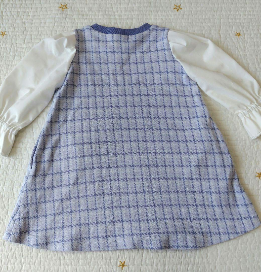 【2回着用】メゾピアノ　くまポシェットワンピース　90cm