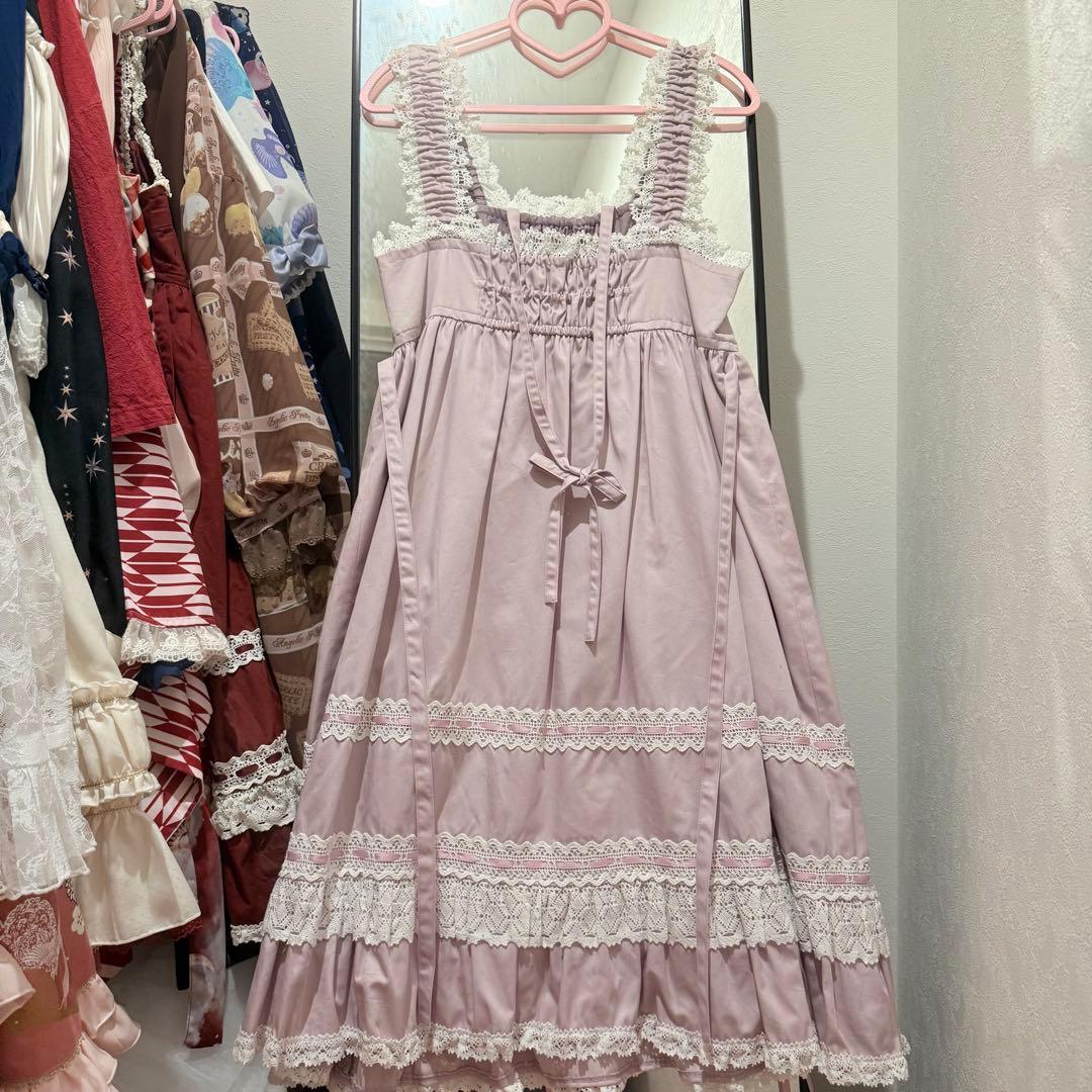 babydoll 白xラベンダー ジャンパースカート