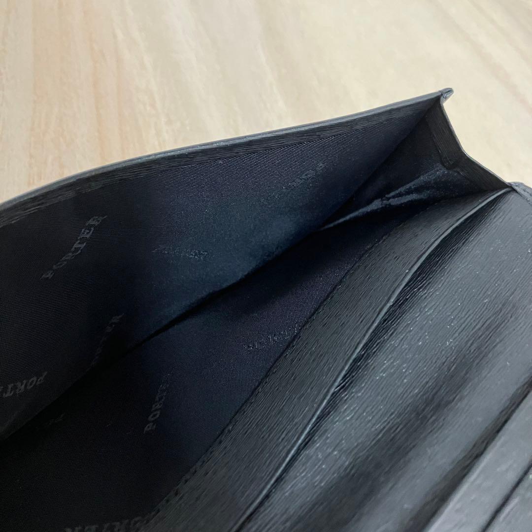 訳あり美品✨ポーター✨カレント✨長財布 ✨札入れ✨小銭入れなし✨黒✨本革✨スリム