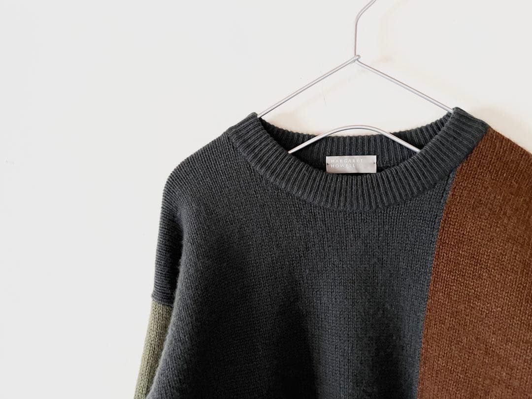 マーガレットハウエル メリノカシミヤ カラーブロックニット8.8万 カタログ掲載