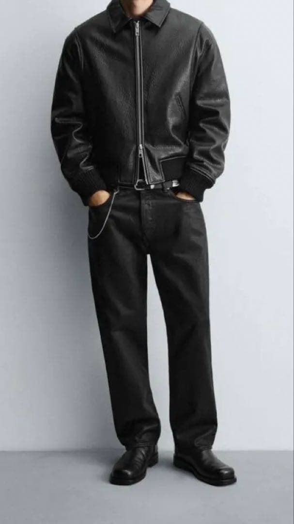 今期　ZARA フェイクレザーパフジャケット　L