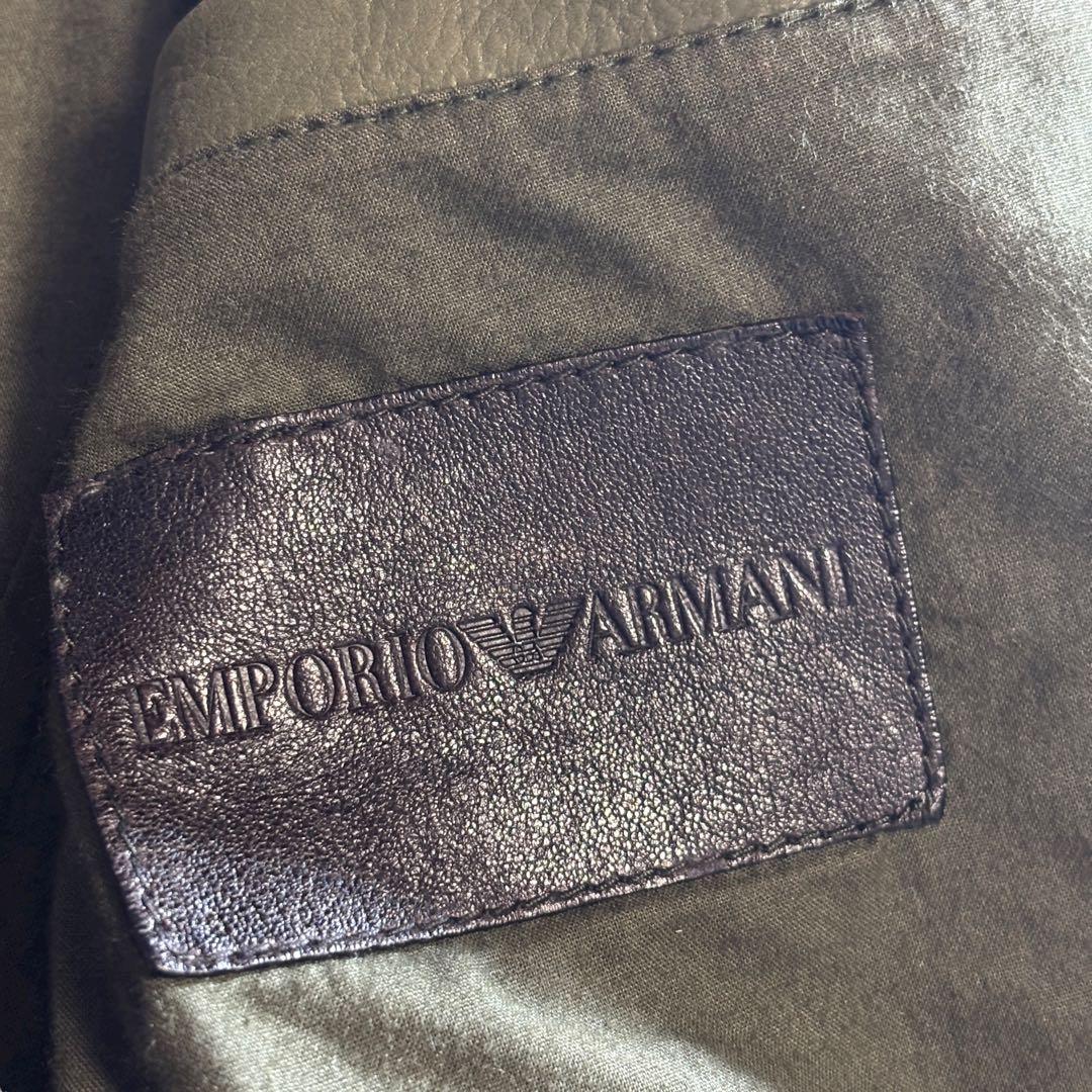 【希少色】EMPORIO ARMANI レザージャケット 50 グリーン 羊革