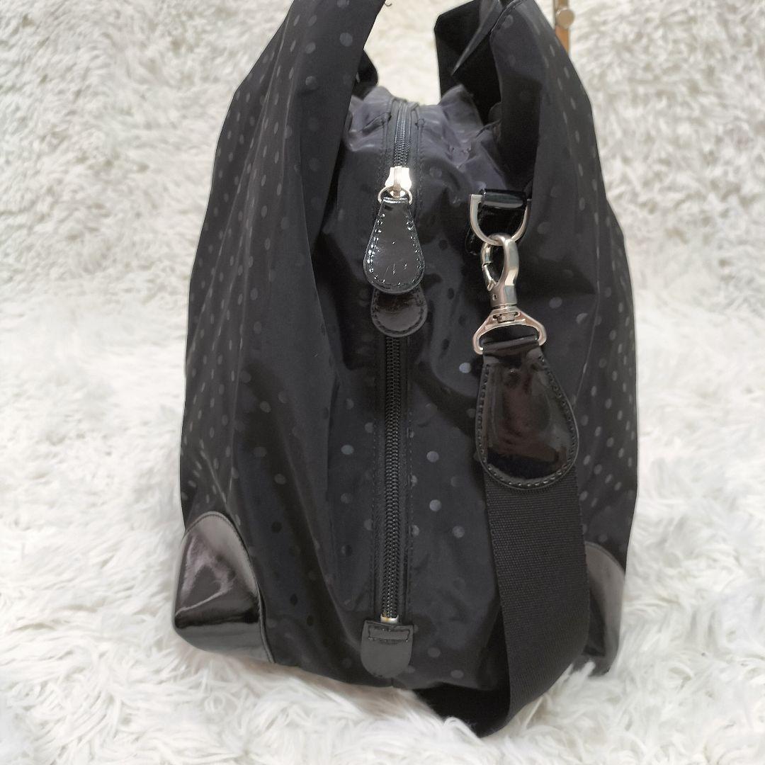 【agnes b.】ドット柄　ナイロンエナメル　2wayボストンショルダーバック