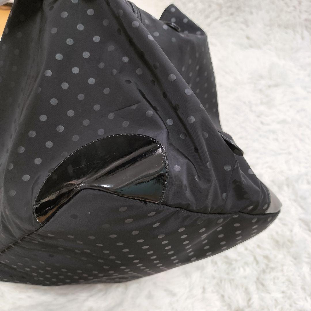 【agnes b.】ドット柄　ナイロンエナメル　2wayボストンショルダーバック