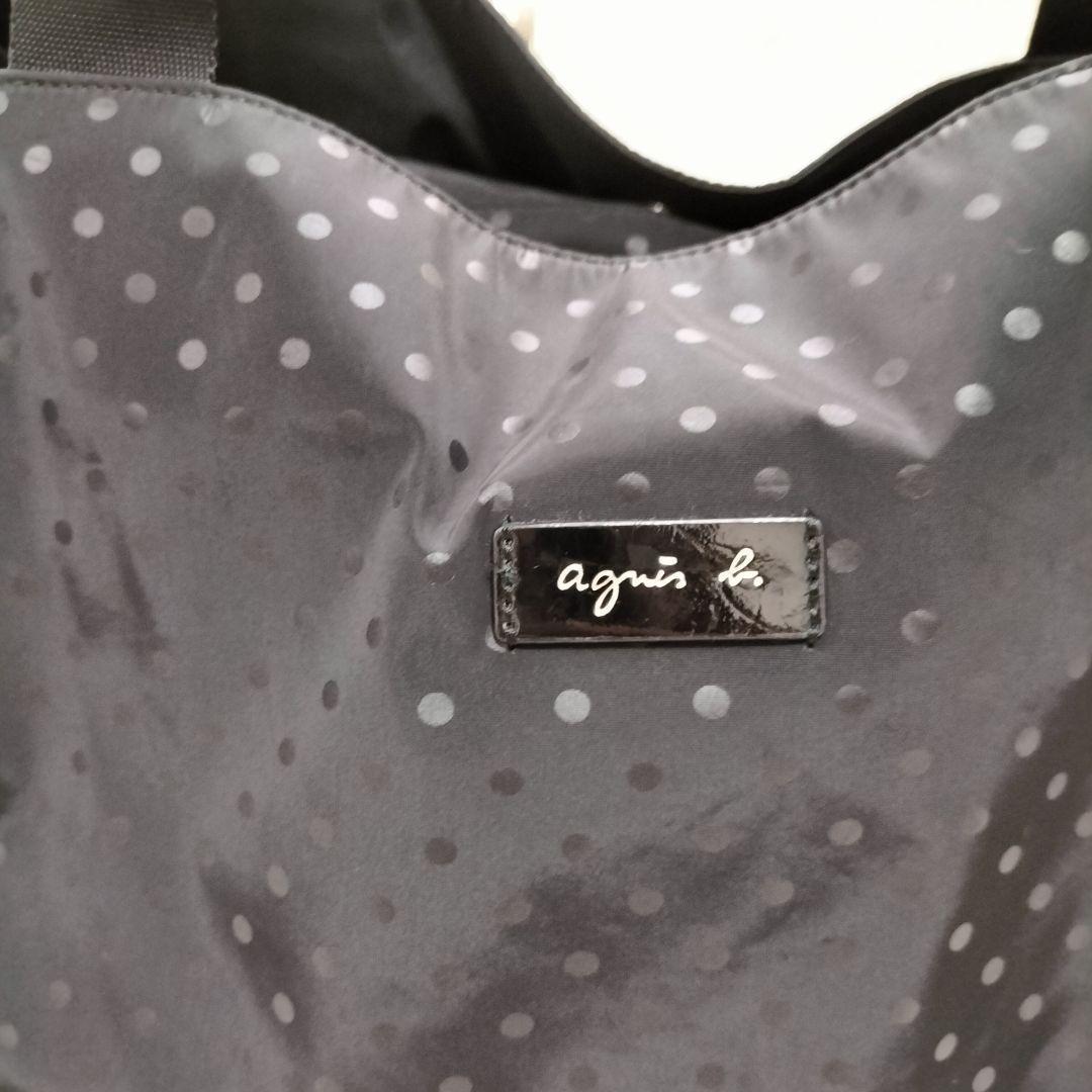 【agnes b.】ドット柄　ナイロンエナメル　2wayボストンショルダーバック