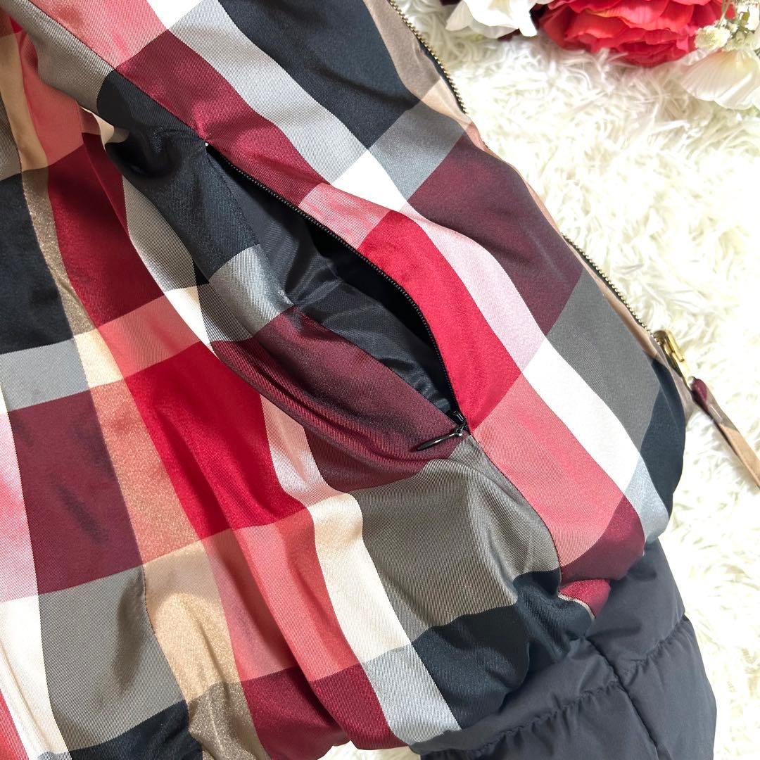 極美品✨リバーシブル 赤チェックブルーレーベルクレストブリッジ ダウンジャケット