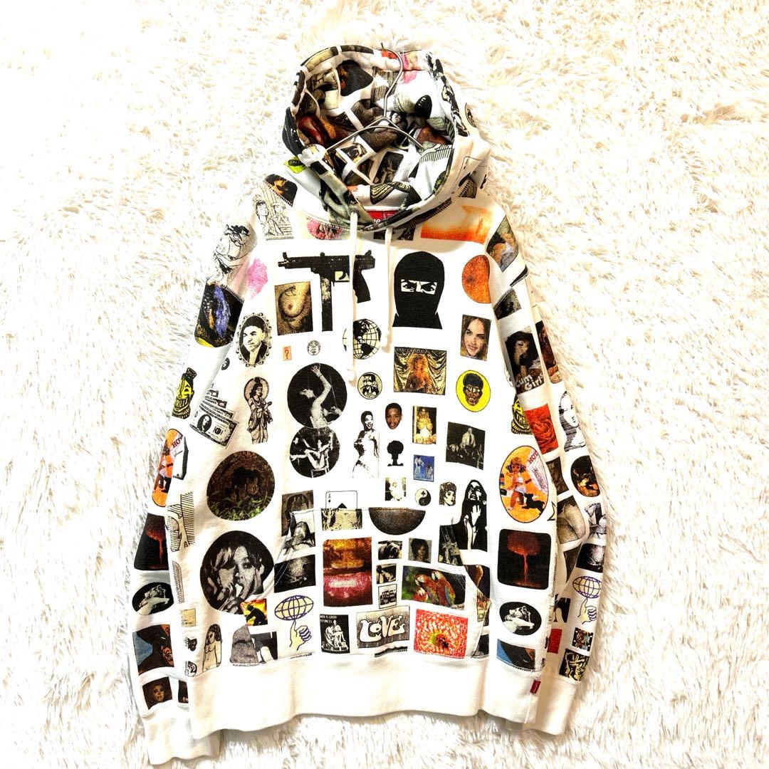 Supreme ⭐️キムタク着用 総柄 総ロゴ 入手困難 ホワイト希少色パーカー