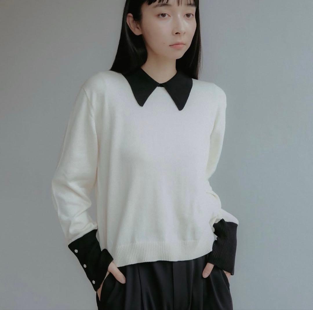 【美品】foufou バイカラーニットポロ 即購入◎