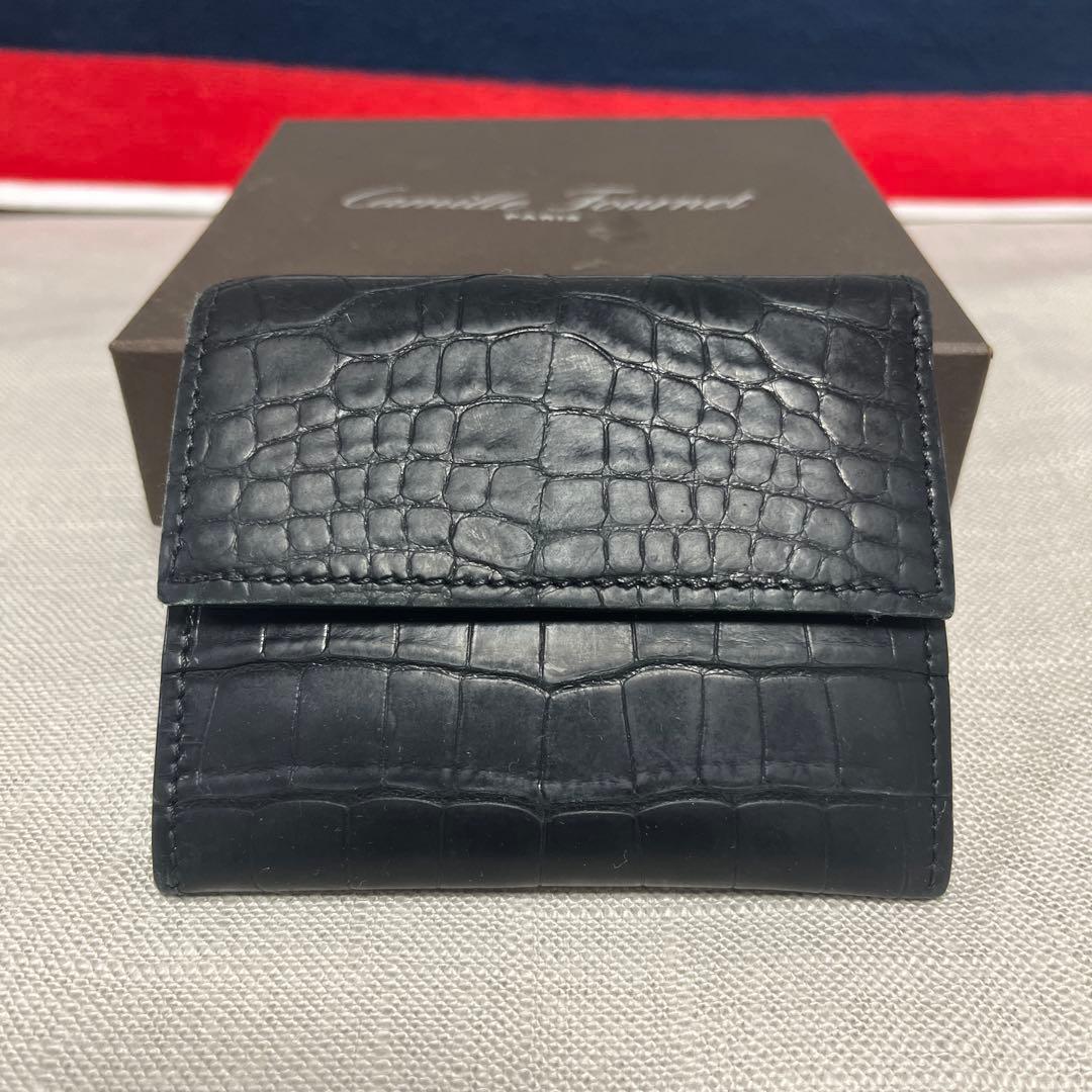 カミーユフォルネ　総クロコダイル　黒　ケース