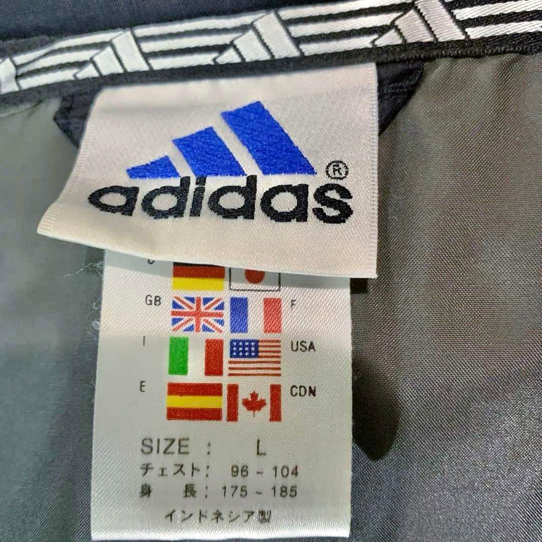 ビンテージ 90s adidas 2WAYダウンジャケット L 刺繍ロゴ 万国旗