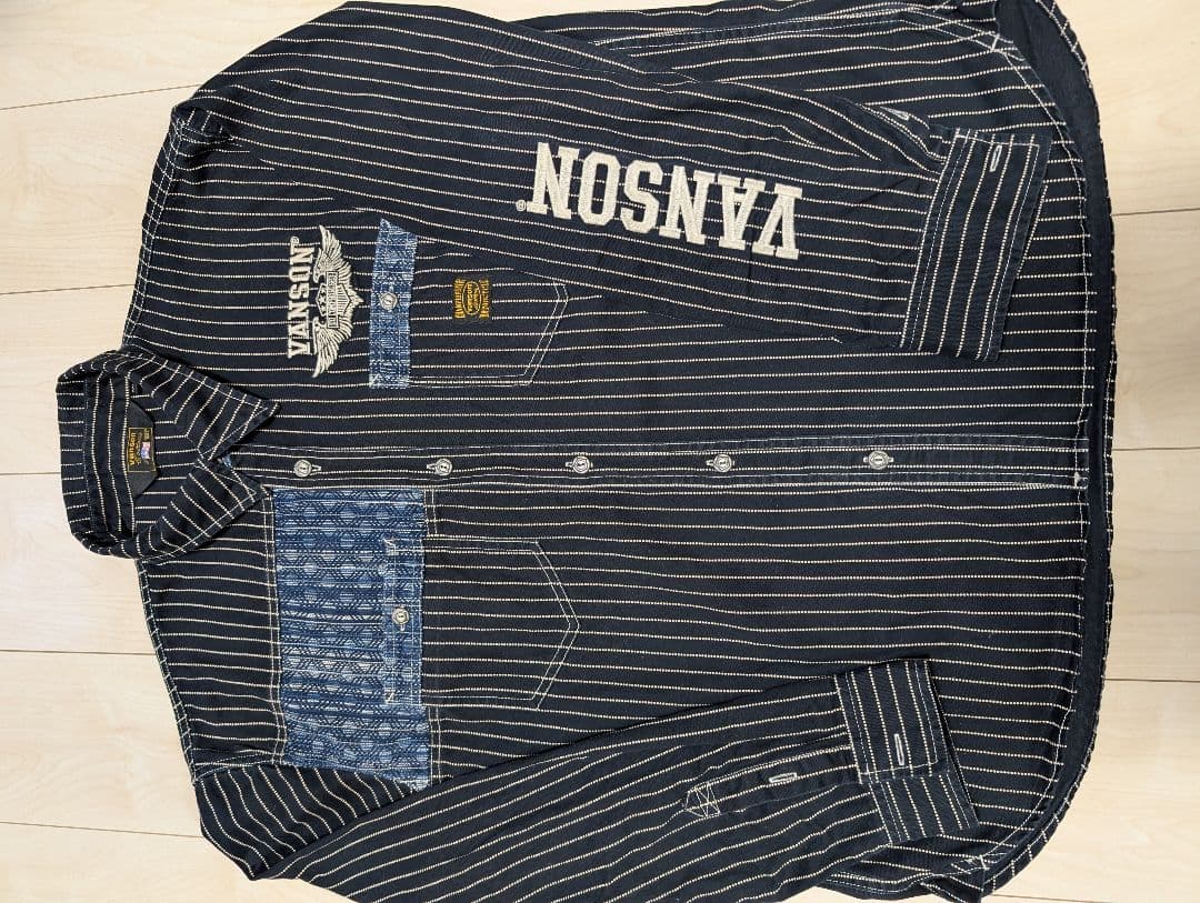 VANSON 　NVSL-2105 刺子切り替え デニムシャツ　XXL 美品