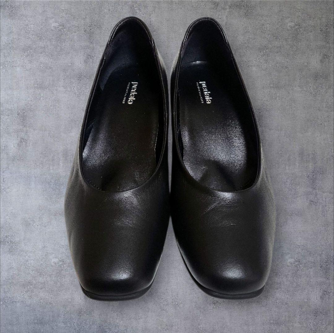 美品ASICSアシックスpedalaペダラ黒レザーパンプス23.5EEE