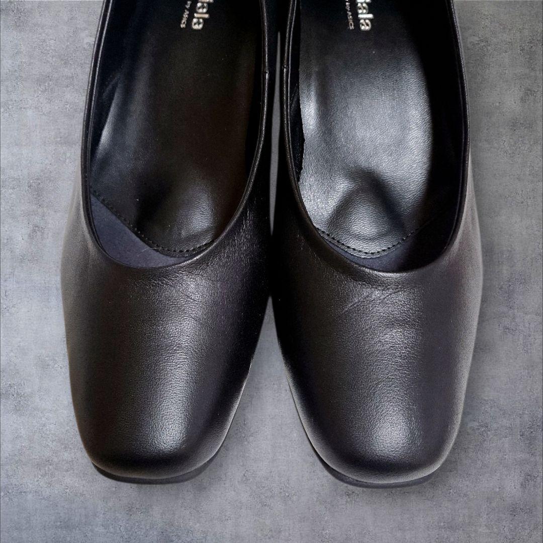 美品ASICSアシックスpedalaペダラ黒レザーパンプス23.5EEE