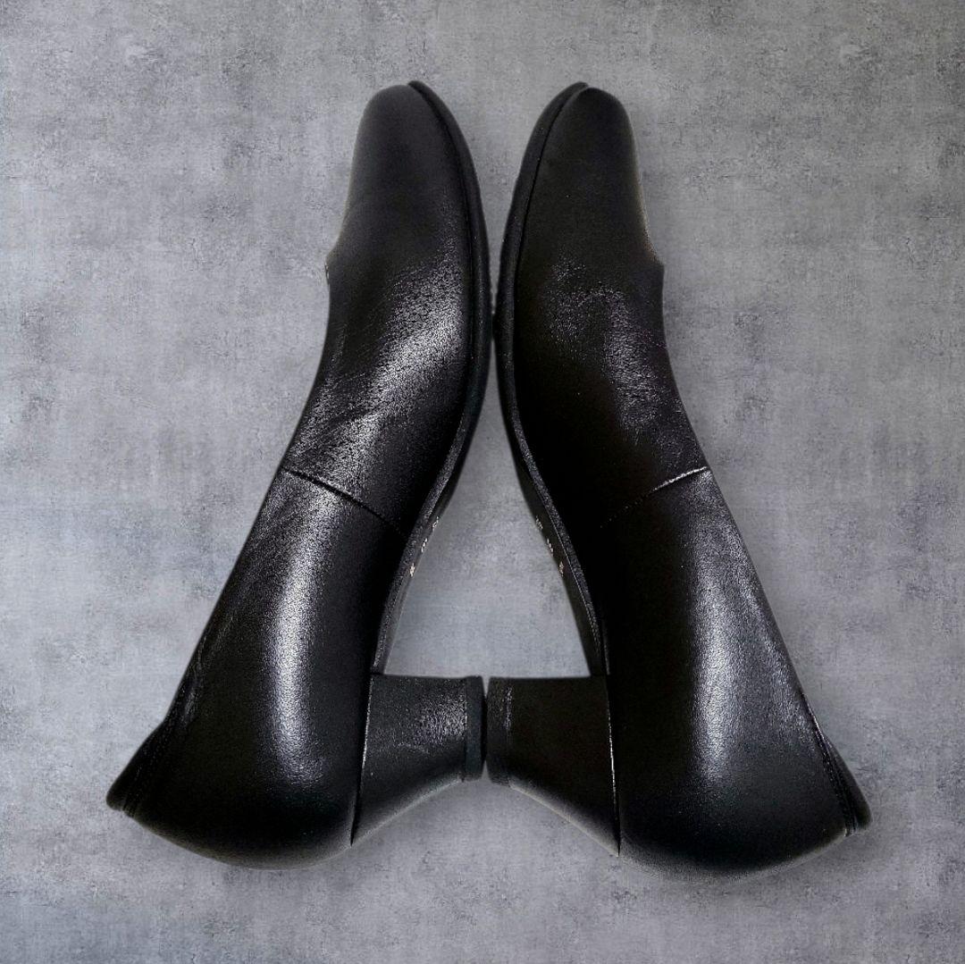 美品ASICSアシックスpedalaペダラ黒レザーパンプス23.5EEE