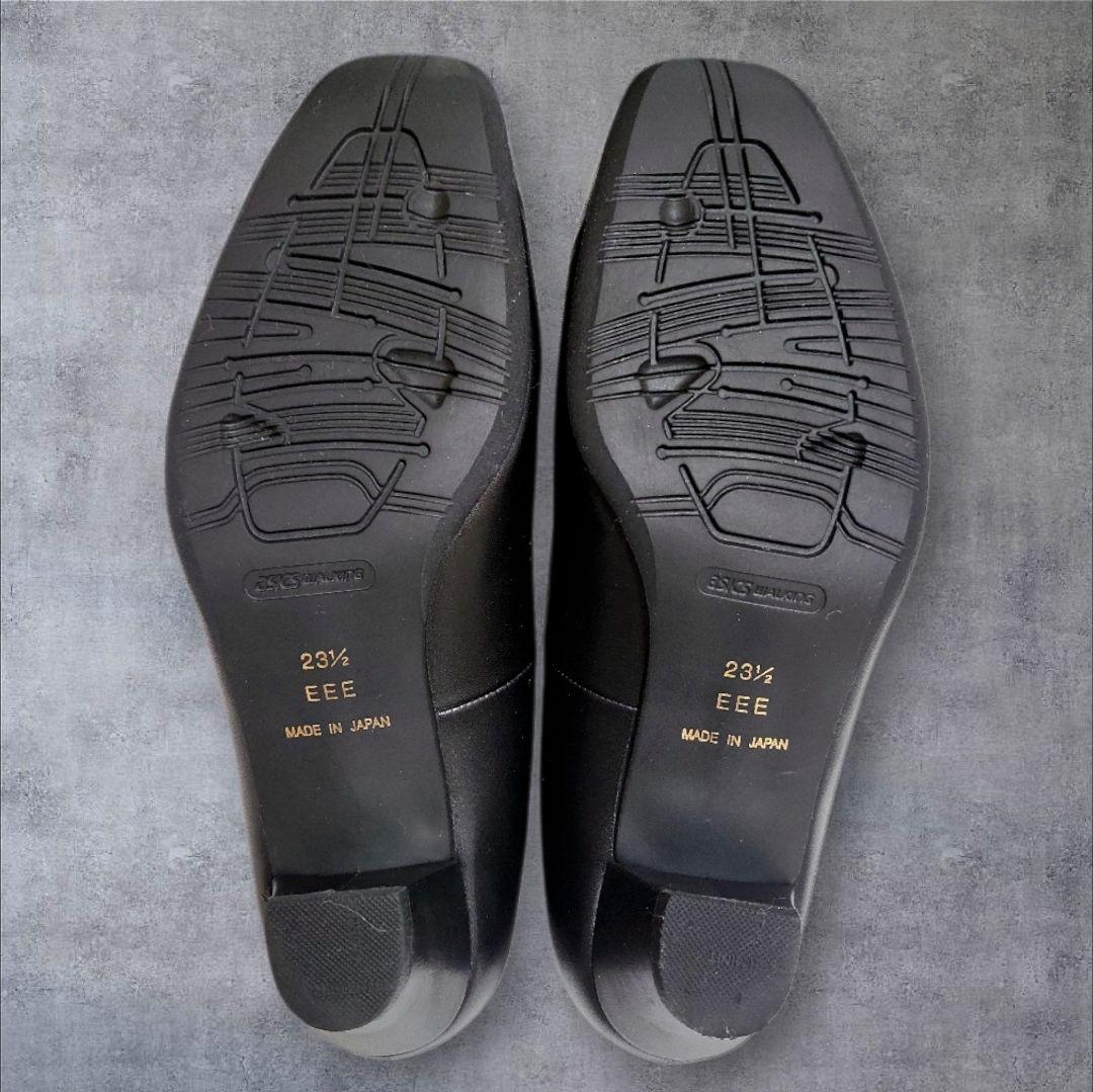 美品ASICSアシックスpedalaペダラ黒レザーパンプス23.5EEE