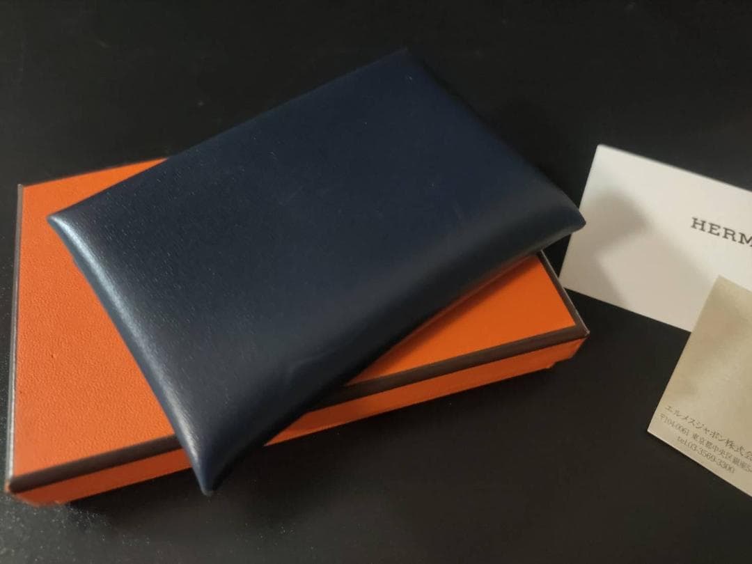 極美品 HERMES エルメス カルヴィ ボックスカーフ カードケース 名刺入れ