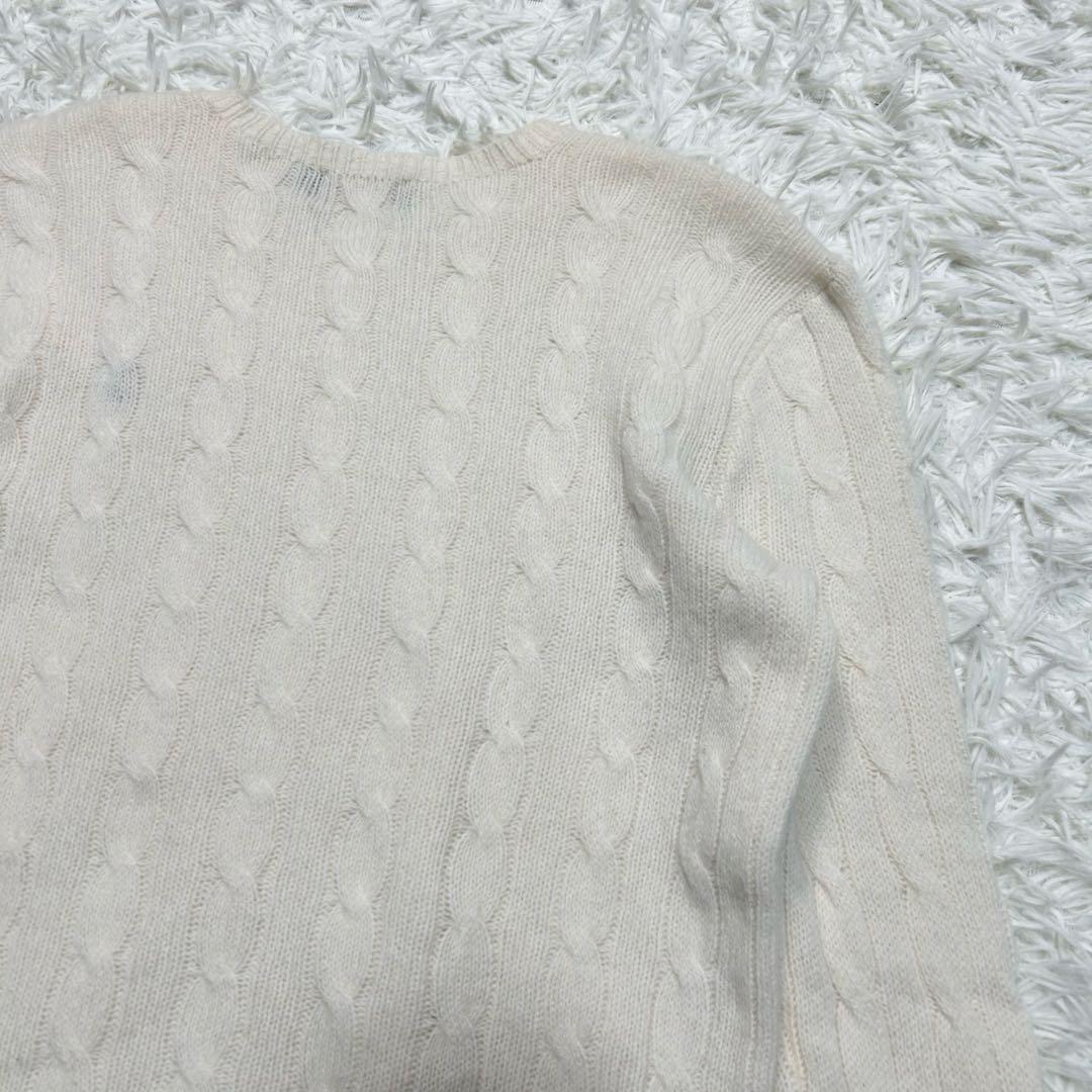 美品 近年モンベル ポロラルフローレン ケーブルニット ウールカシミヤ 白