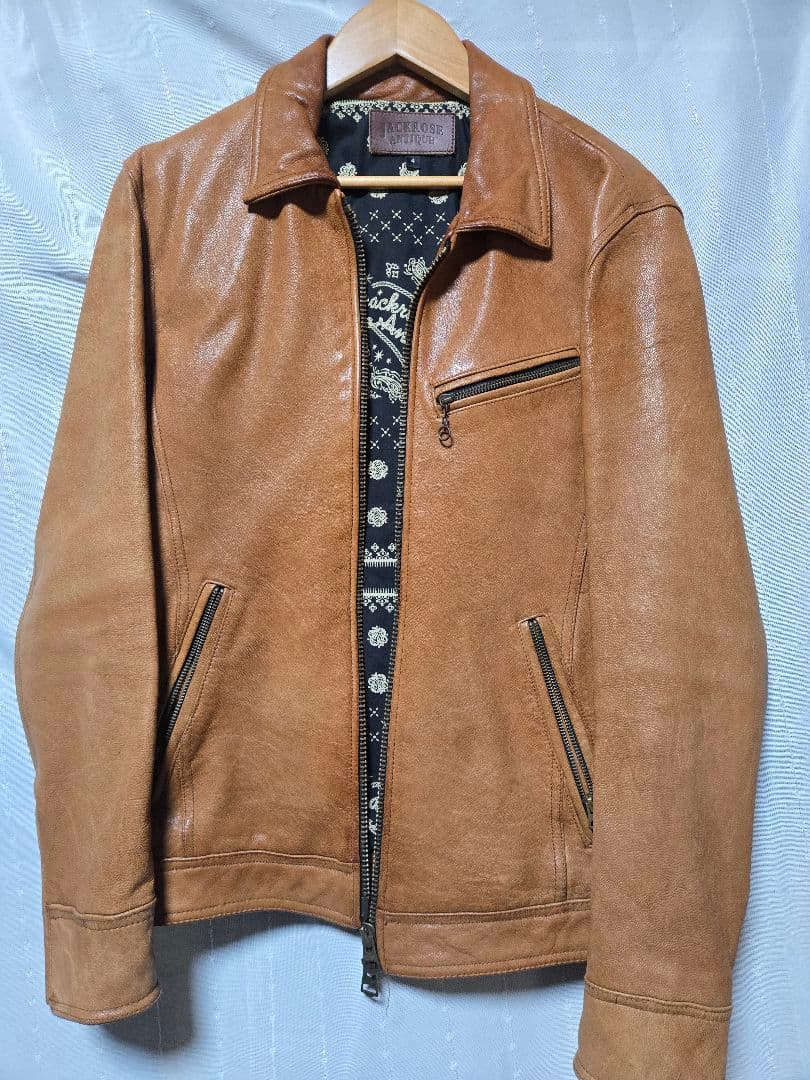 け　ジャックローズ　山羊革　茶色　シングルライダース