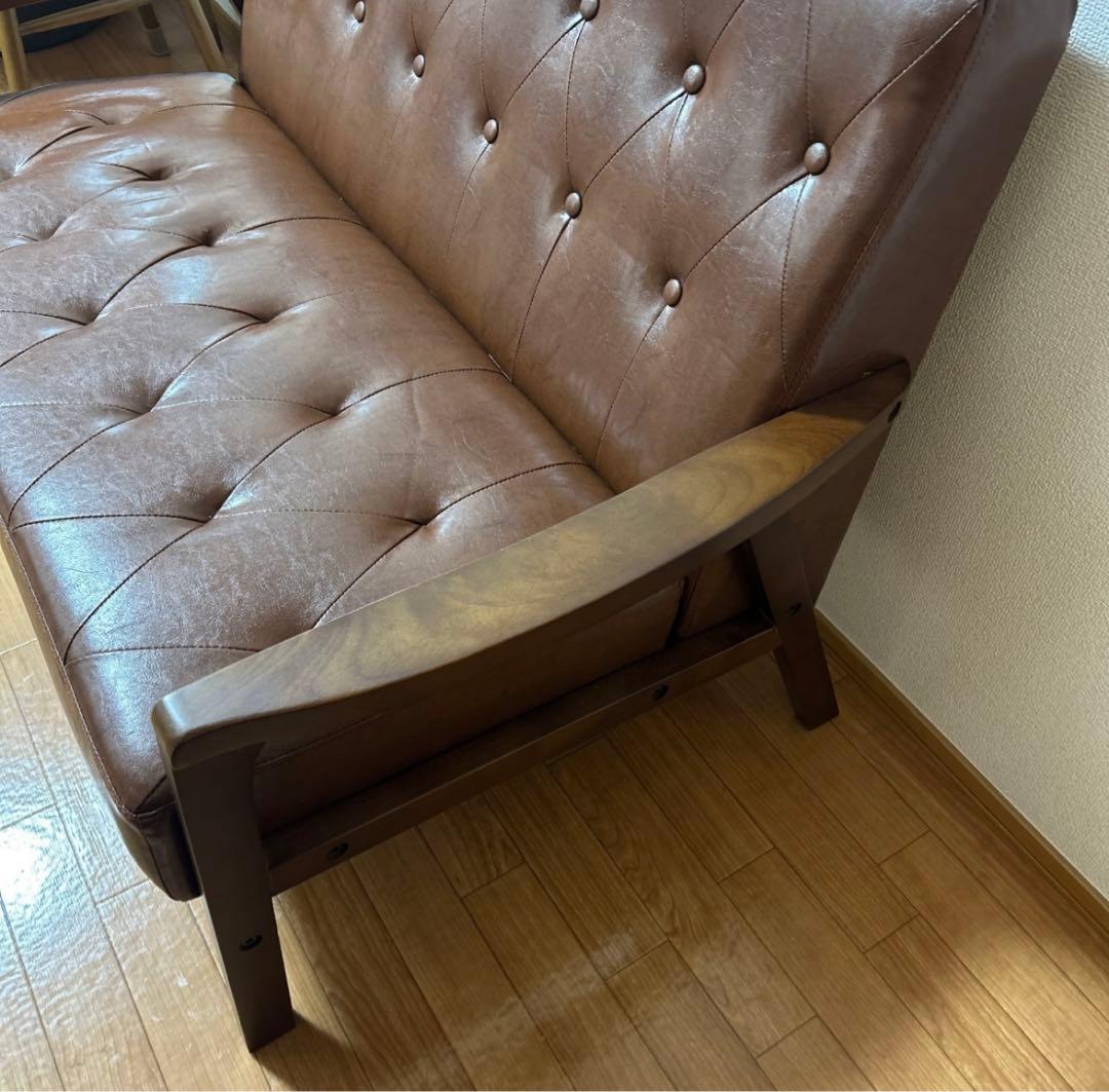 ブラウン レトロソファ 2人掛け