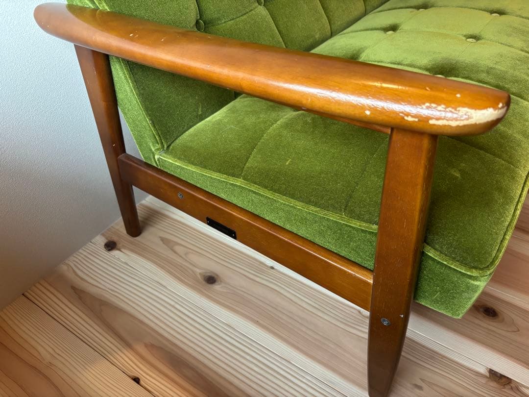 【オマール】カリモク60 kチェア2シーター モケットグリーン