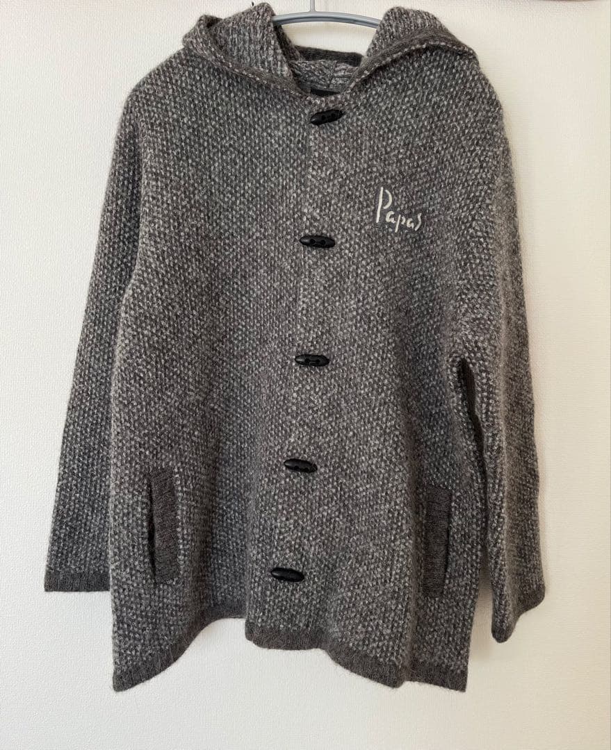 Papas フード付きニットセーター グレー