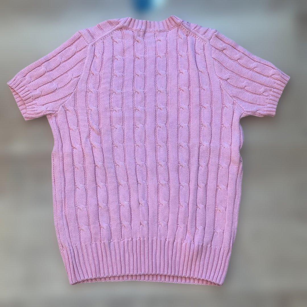 【新品正規品】POLO ラルフローレン ケーブルニット 半袖M ピンク