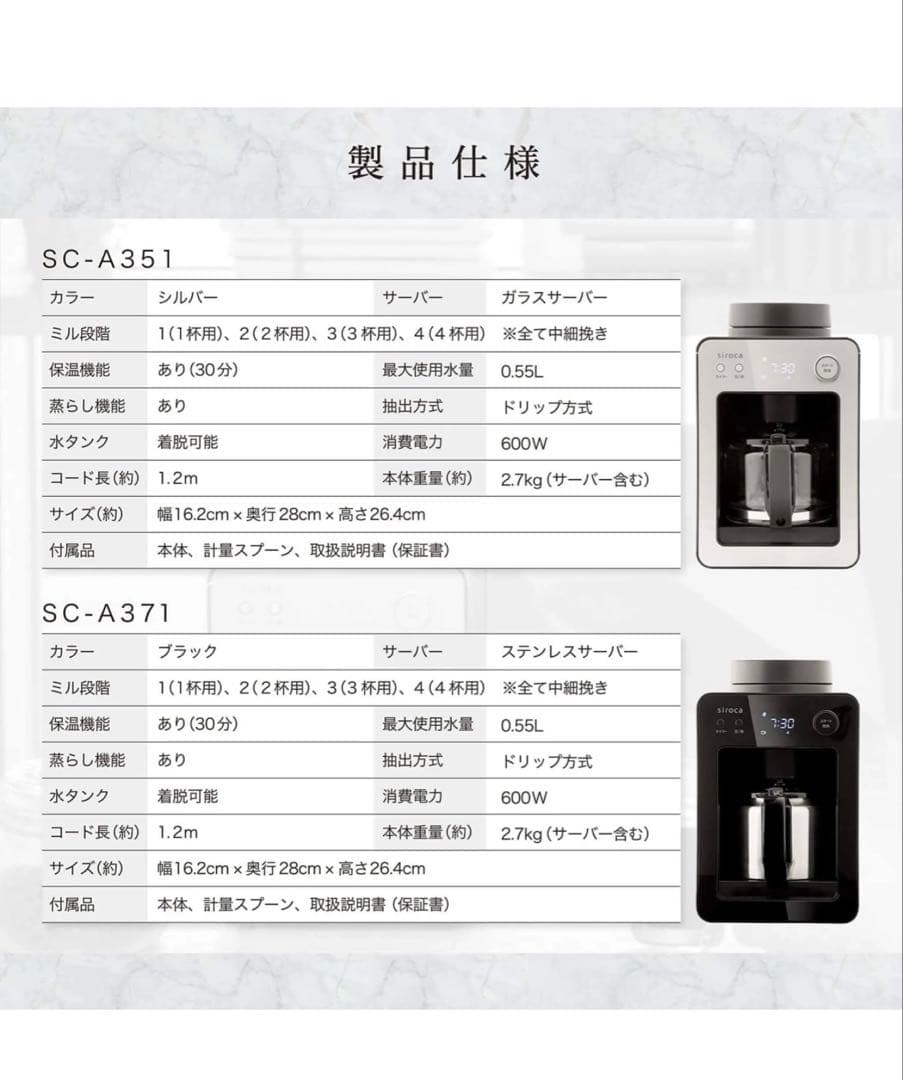 【はるかさん専用】新品　シロカ 全自動コーヒーメーカー SC-A351