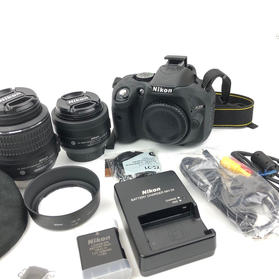 極上美品 Nikon D5200 ダブルズームキットセット 一眼レフ ニコン