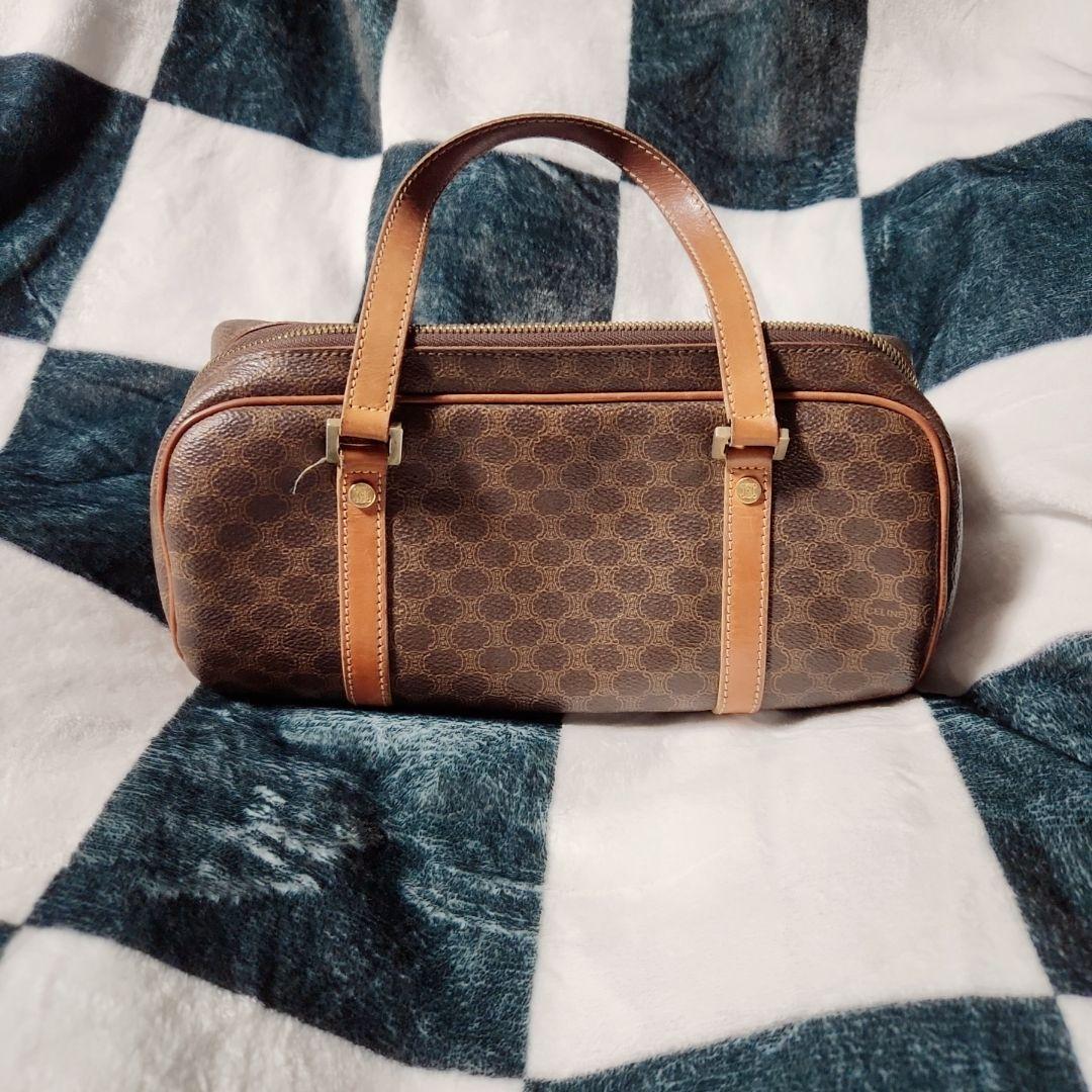 セリーヌ ミニボストンバッグ ブラウンベージュ マカダム CE00/12