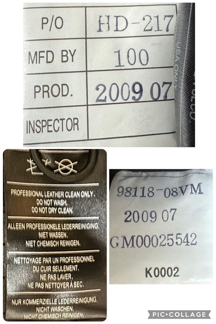 HARLEY DAVIDSON 本革 W-ZIP 立ち襟 シングルライダース M