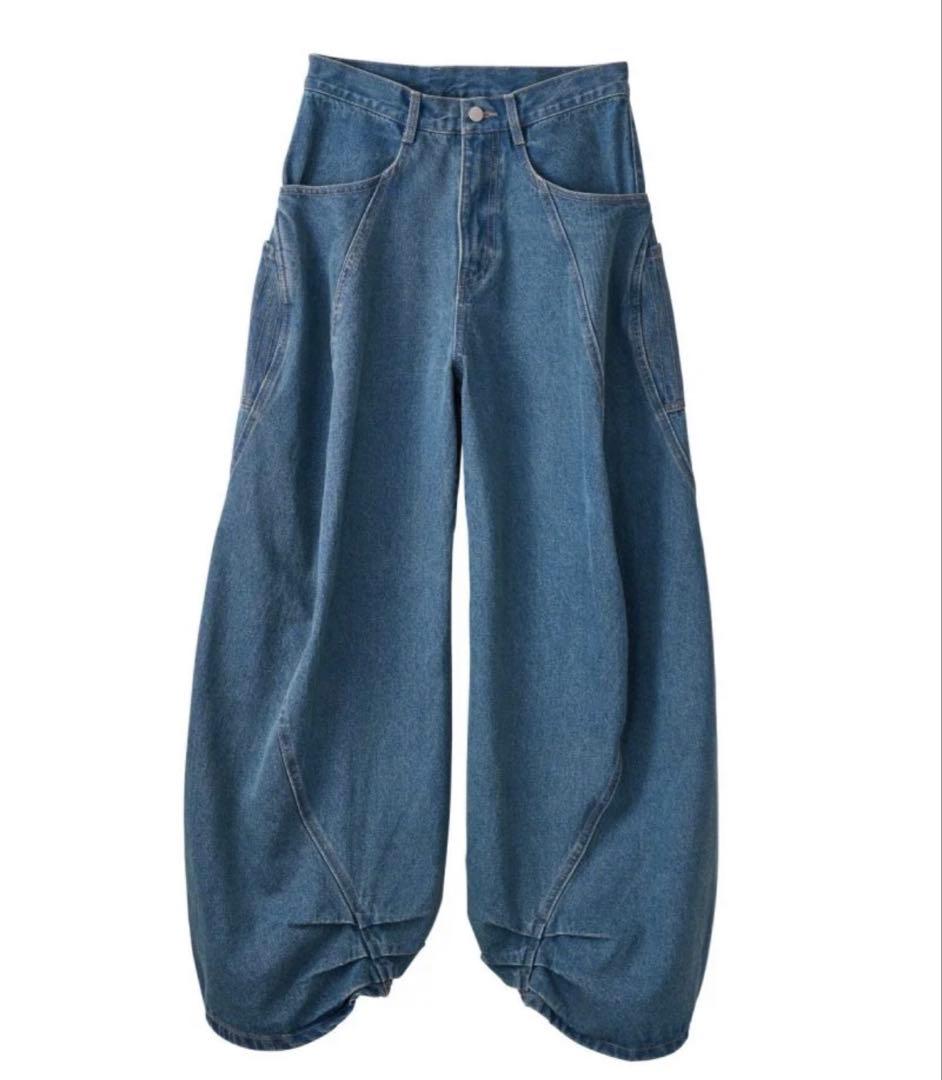 パンツ tuck design denim pants/denimblue