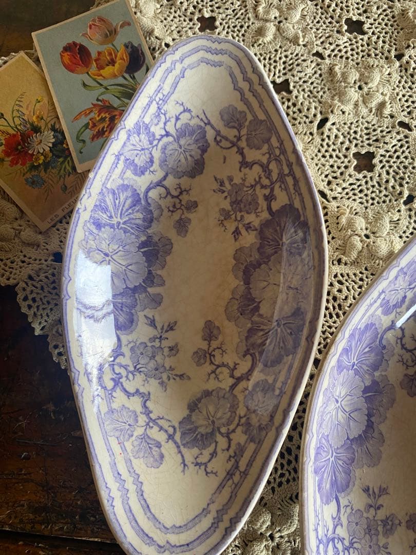 フランス　アンティーク　サルグミンヌ　ゼラニウムラヴィエ2枚