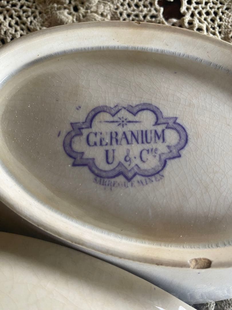 フランス　アンティーク　サルグミンヌ　ゼラニウムラヴィエ2枚