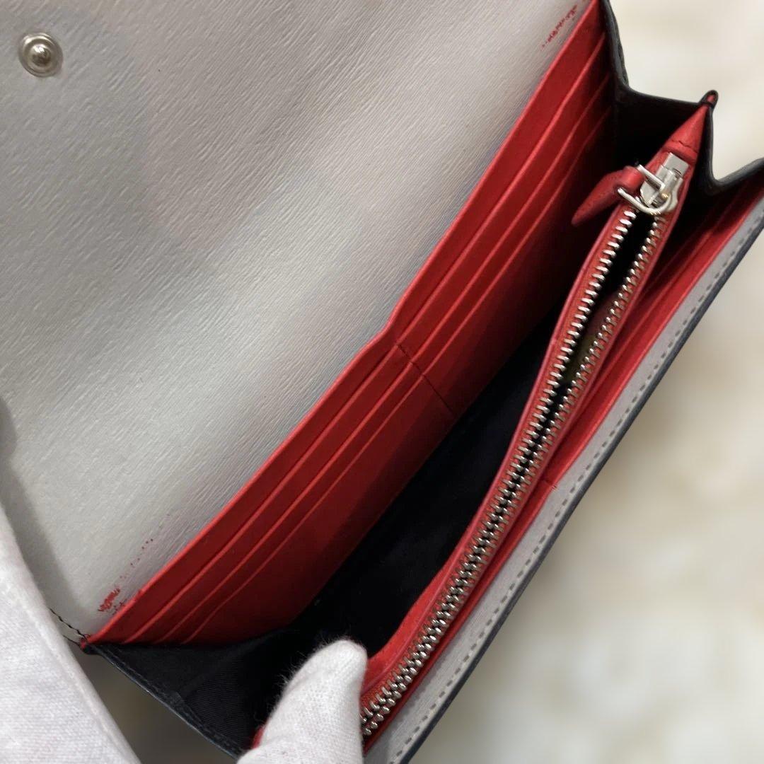 極美品 現行モデル 入手困難 長財布 マルチストライプ 銀ロゴ ブラック