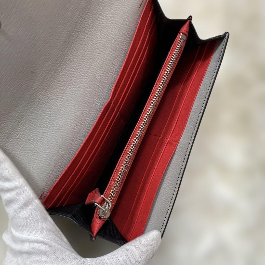 極美品 現行モデル 入手困難 長財布 マルチストライプ 銀ロゴ ブラック