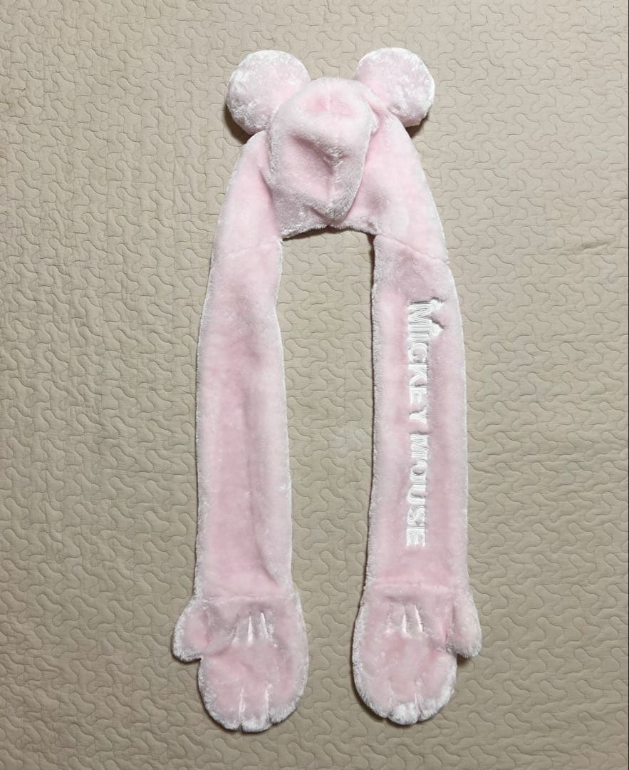 マフラーキャップ　ミッキーマウス ピンク　ファンキャップ　ミニー　ディズニー