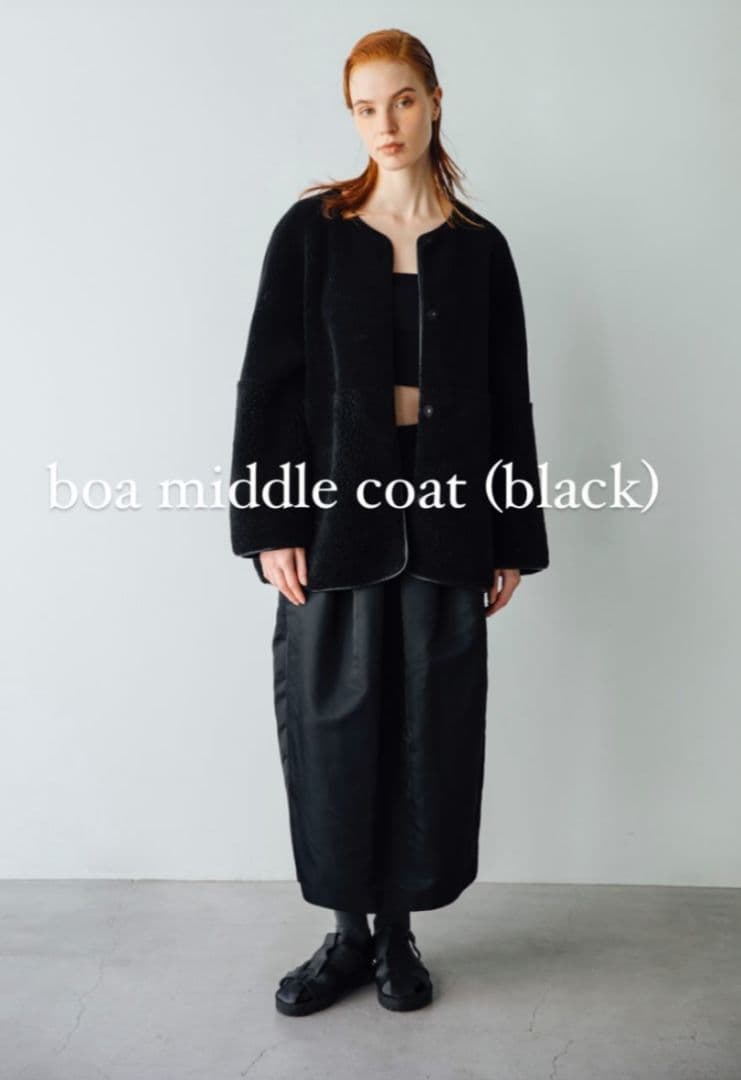 【eLLa】ボアコクーンミドルコート