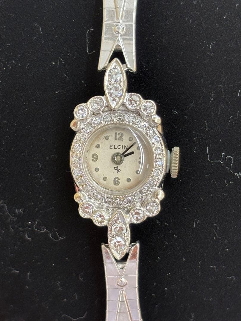 ELGIN アンティーク 腕時計 K14GOLD製 ダイヤモンド装飾