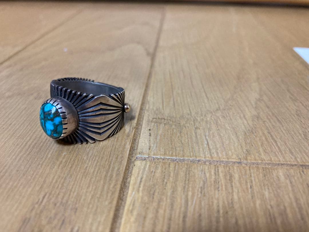 希少　ナバホリング　パトリシアペドニー　14K アパッチブルーターコイズ　リング