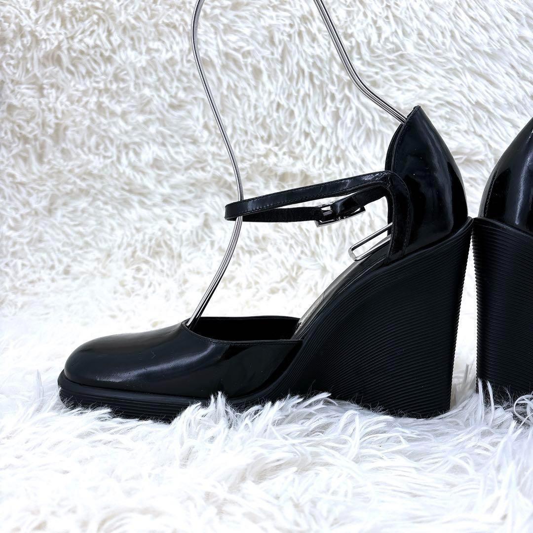 【美品】グッチ（36.5）エナメル/厚底パンプス/ヒール/スクエアトゥ/サンダル