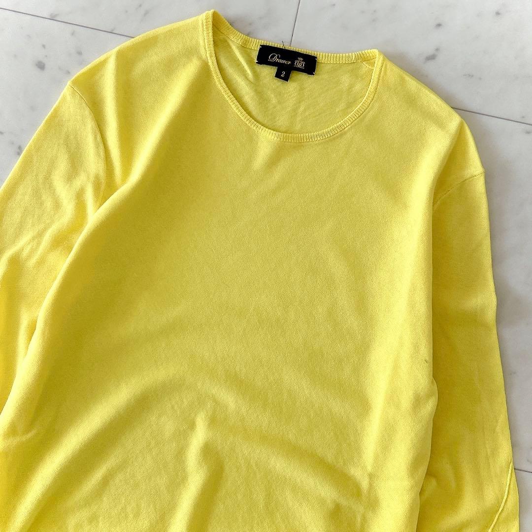 美品 ドゥロワー コットン ハイゲージ ニットプルオーバー イエロー サイズ2
