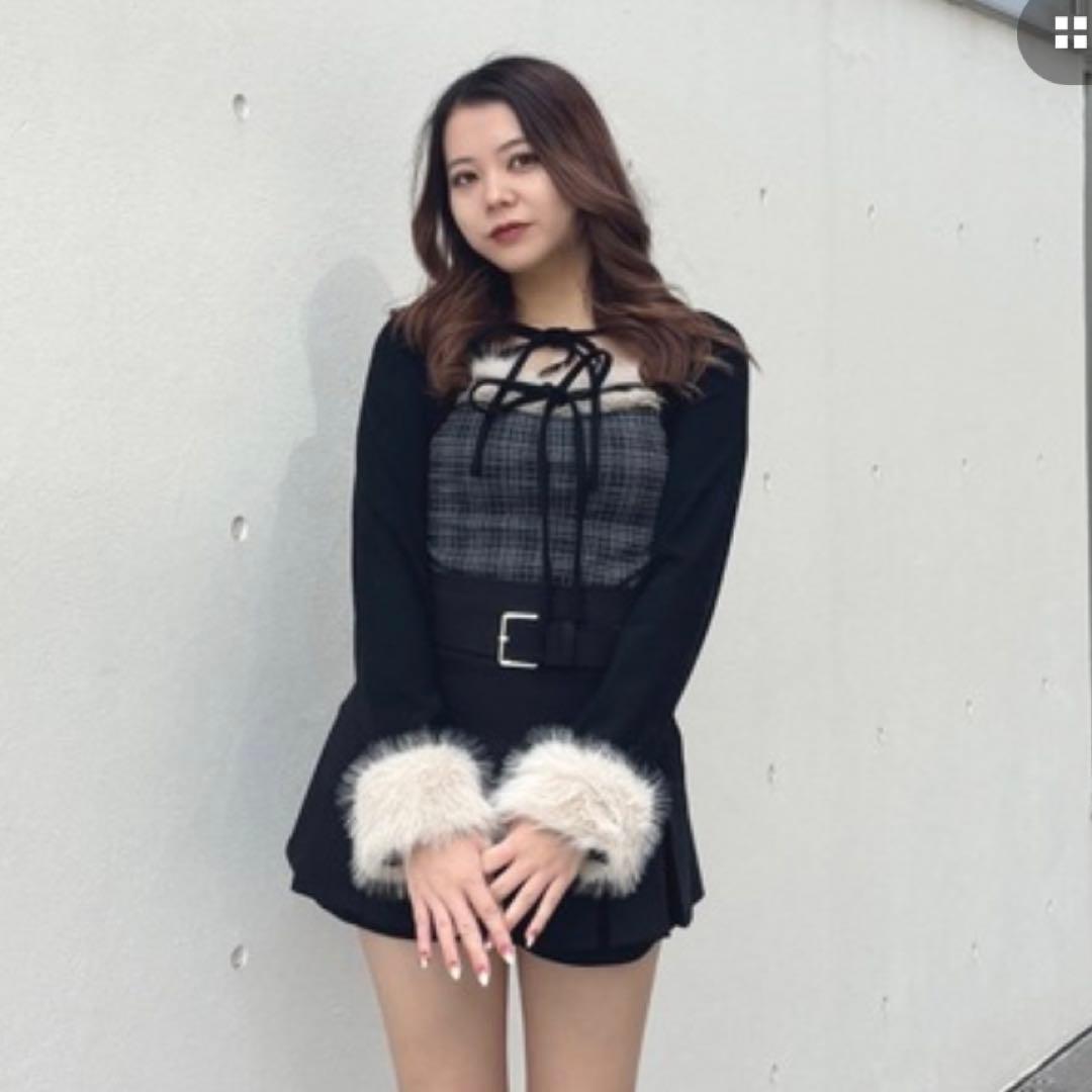 oneway ファー付きボレロ風トップス ブラック