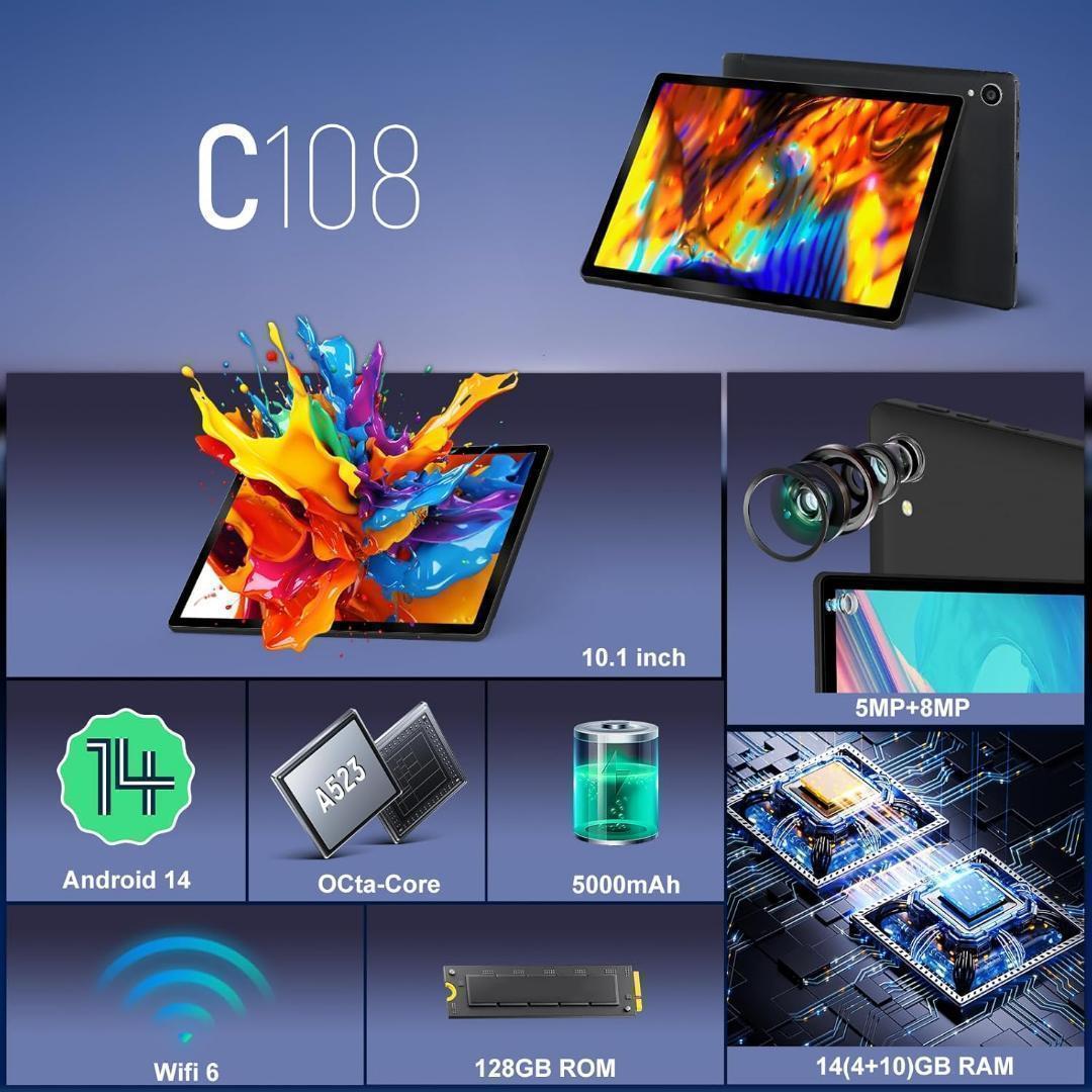 wi-fi モデル タブレット 10インチ Android 14 付属品多数