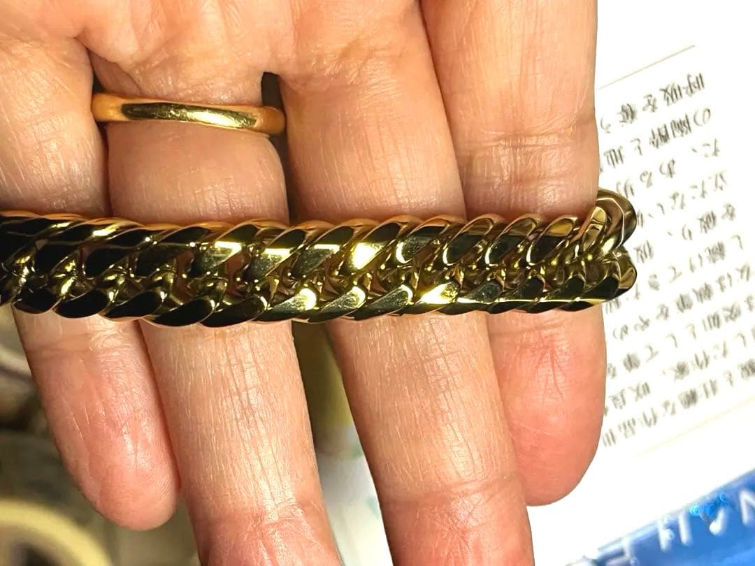 値引き！喜平 ネックレス k18 6面ダブル 1cm幅50cmステンレス キヘイ