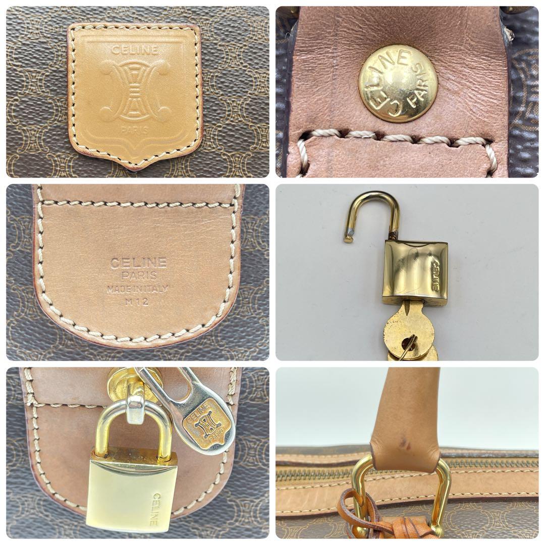 ✨️美品✨️ヴィンテージ セリーヌ マカダム ボストンバッグ ブラウン レザー