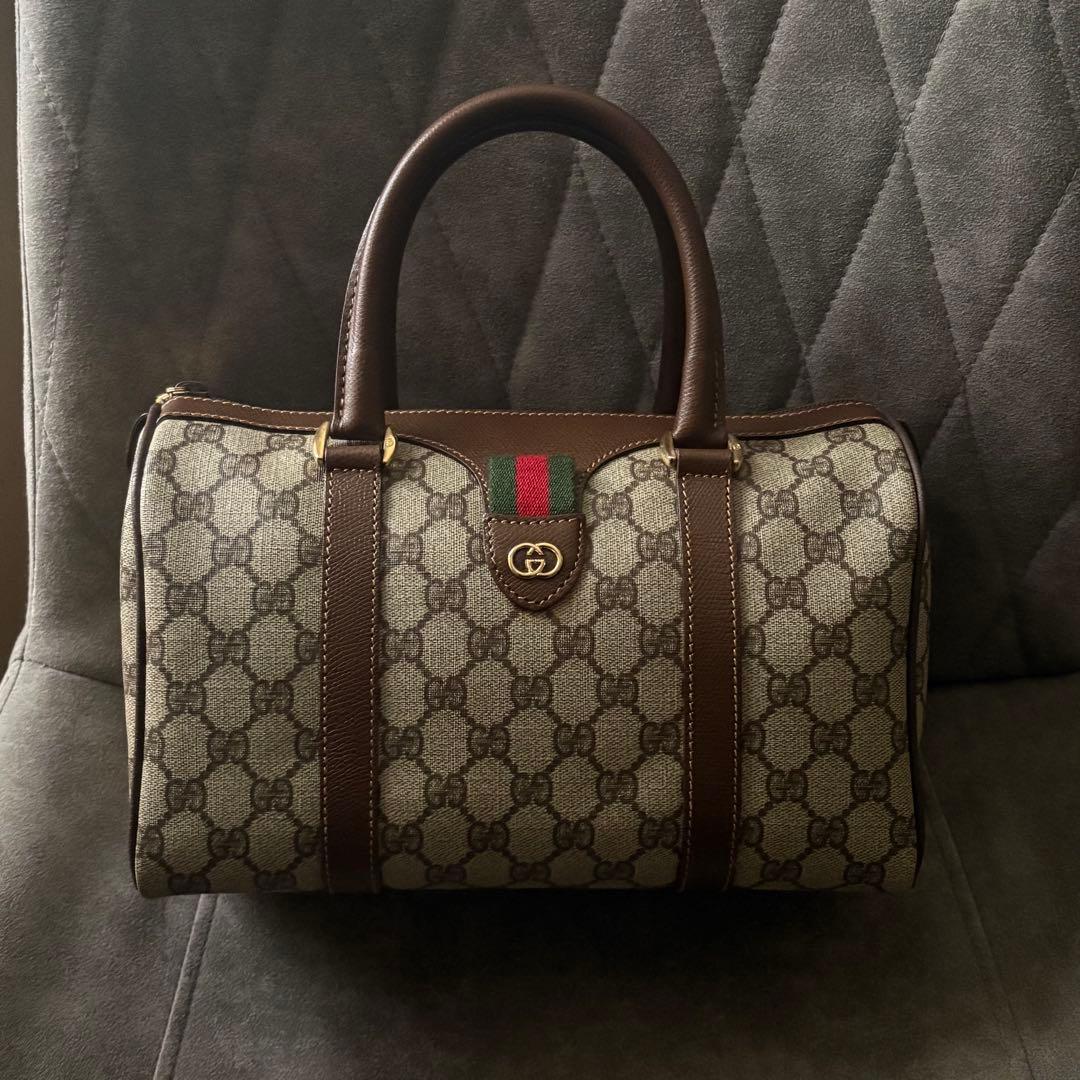 GUCCI ミニ ボストン バッグ シェリーライン GG スプリームキャンバス