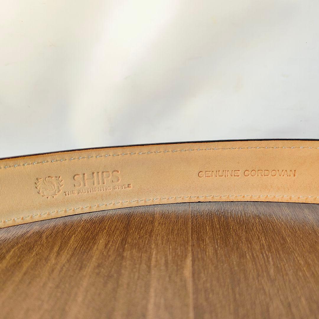 【極上艶コードバン】SHIPS 最上級　高級ドレスベルト ブラックチェリー艶馬革